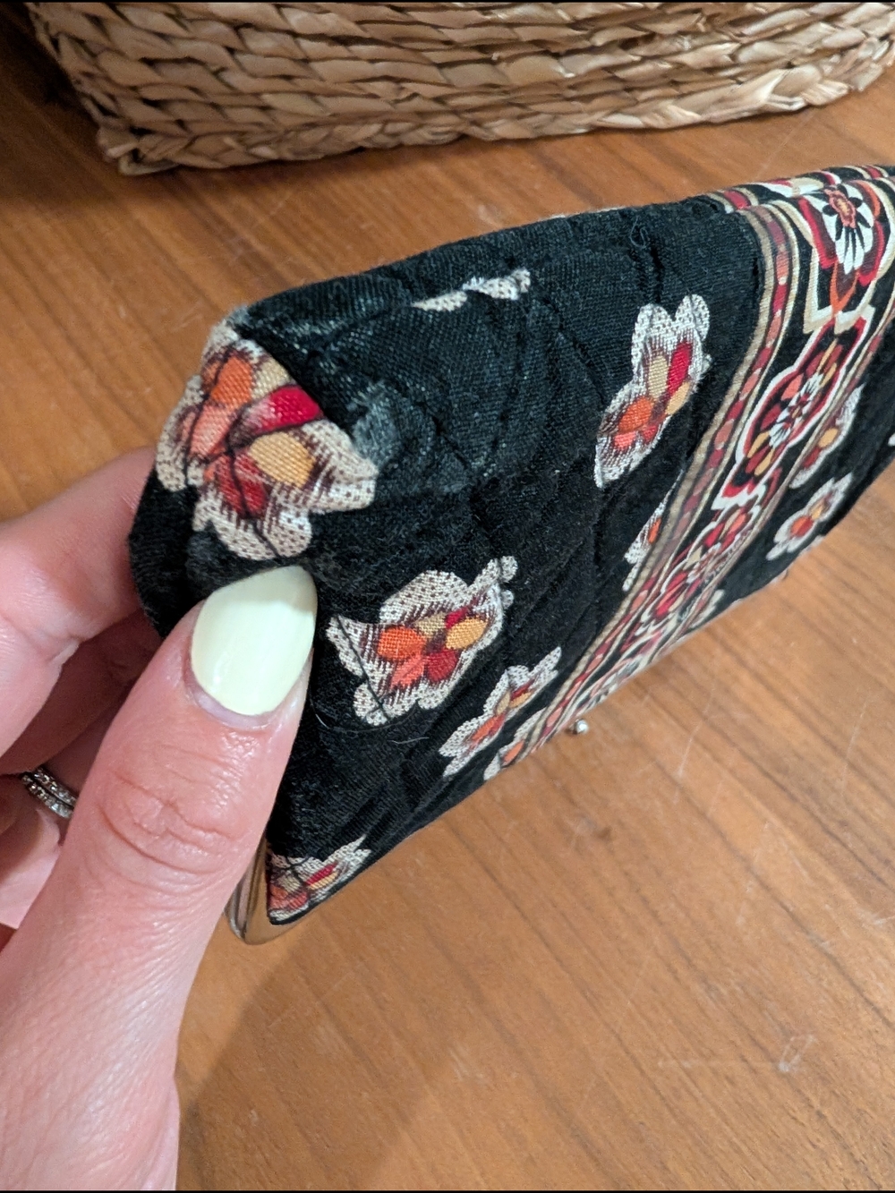 Vera Bradley Black Quilted Floral Clasp Wallet - Picture 4 of 8